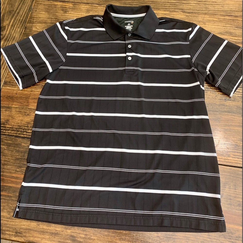George Golf Men’s Black/White Polo Shirt (L)